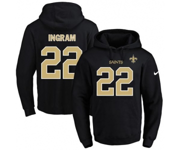 Nike Saints #22 Mark Ingram Black Name & Number Pullover NFL Hoodie