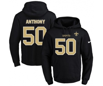 Nike Saints #50 Stephone Anthony Black Name & Number Pullover NFL Hoodie