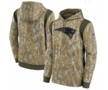 Men New England Patriots Nike Camo 2021 Salute To Service Therma Performance Pullover Hoodie