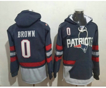 Men's New England Patriots #0 Antonio Brown 2016 Navy Blue Team Color Stitched NFL Hoodie