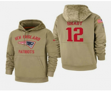 Men's New England Patriots #12 Tom Brady 2019 Salute to Service Sideline Therma Hoodie