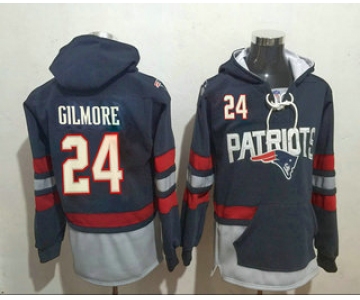 Men's New England Patriots #24 Stephon Gilmore 2016 Navy Blue Team Color Stitched NFL Hoodie