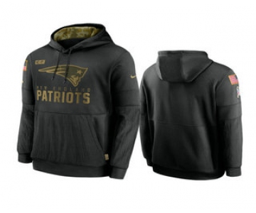 Men's New England Patriots Black 2020 Salute to Service Sideline Performance Pullover Hoodie