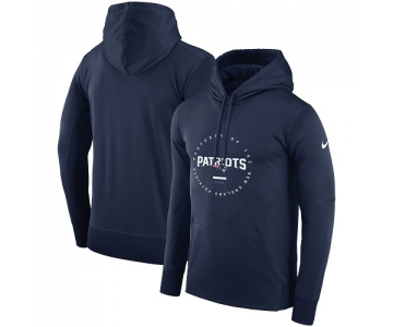 Men's New England Patriots Nike Navy Sideline Property Of Wordmark Logo Performance Pullover Hoodie