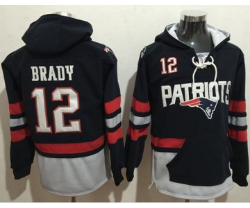 New England Patriots #12 Tom Brady Blue Sawyer Hooded Sweatshirt NFL Hoodie