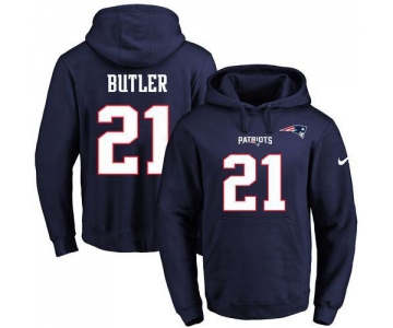 Nike Patriots #21 Malcolm Butler Navy Blue Name & Number Pullover NFL Hoodie