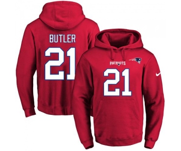 Nike Patriots #21 Malcolm Butler Red Name & Number Pullover NFL Hoodie