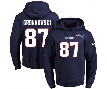 Nike Patriots #87 Rob Gronkowski Navy Blue Name & Number Pullover NFL Hoodie