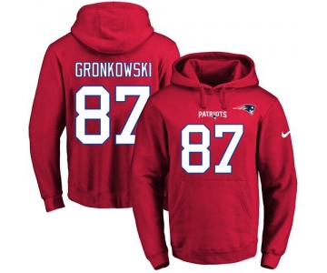 Nike Patriots #87 Rob Gronkowski Red Name & Number Pullover NFL Hoodie