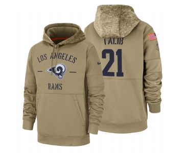 Los Angeles Rams #21 Aqib Talib Nike Tan 2019 Salute To Service Name & Number Sideline Therma Pullover Hoodie