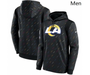 Men Los Angeles Rams Nike Charcoal 2021 NFL Crucial Catch Therma Pullover Hoodie