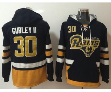 Nike Los Angeles Rams #30 Todd Gurley II Navy Blue Gold Name & Number Pullover NFL Hoodie