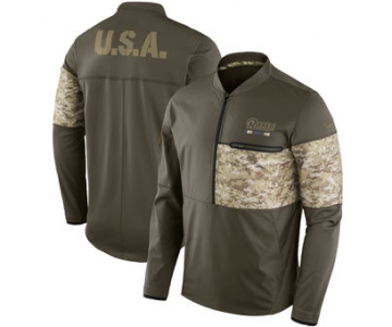 Nike Los Angeles Rams Olive Salute to Service Sideline Hybrid Half-Zip Pullover Jacket