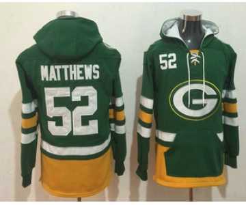 Men's Green Bay Packers #52 Clay Matthews NEW Green Pocket Stitched NFL Pullover Hoodie