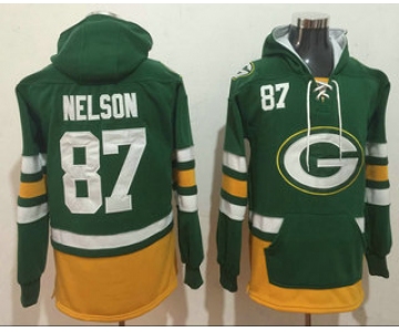 Men's Green Bay Packers #87 Jordy Nelson NEW Green Pocket Stitched NFL Pullover Hoodie