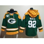 Men's Green Bay Packers #92 Reggie White Green Lace-Up Pullover Hoodie