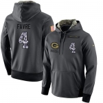 NFL Men's Nike Green Bay Packers #4 Brett Favre Stitched Black Anthracite Salute to Service Player Performance Hoodie