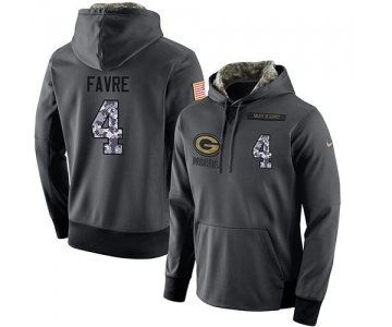 NFL Men's Nike Green Bay Packers #4 Brett Favre Stitched Black Anthracite Salute to Service Player Performance Hoodie