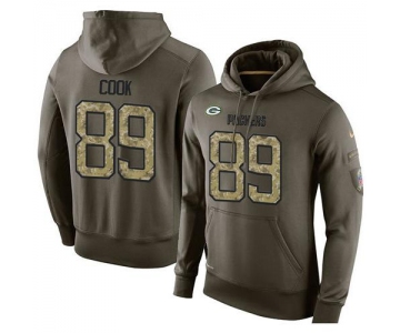 NFL Men's Nike Green Bay Packers #89 Jared Cook Stitched Green Olive Salute To Service KO Performance Hoodie