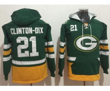 Nike Green Bay Packers #21 Ha Ha Clinton-Dix Green Gold Name & Number Pullover NFL Hoodie