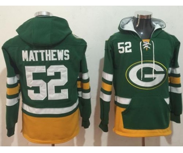 Nike Green Bay Packers #52 Clay Matthews Green Gold Name & Number Pullover NFL Hoodie