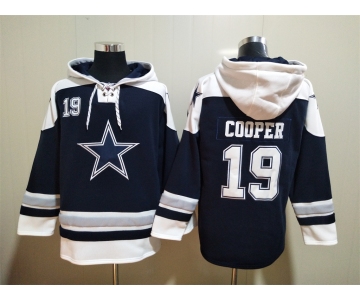 Men's Dallas Cowboys #19 Amari Cooper Navy Blue Ageless Must Have Lace Up Pullover Hoodie