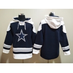 Men's Dallas Cowboys Blank Navy Blue Ageless Must Have Lace Up Pullover Hoodie