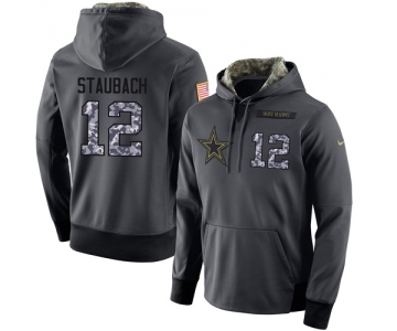 NFL Men's Nike Dallas Cowboys #12 Roger Staubach Stitched Black Anthracite Salute to Service Player Performance Hoodie