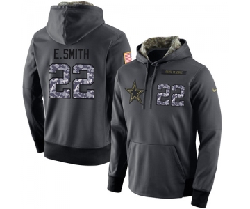 NFL Men's Nike Dallas Cowboys #22 Emmitt Smith Stitched Black Anthracite Salute to Service Player Performance Hoodie