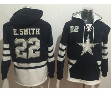 Nike Dallas Cowboys #22 Emmitt Smith Navy Blue White Name & Number Pullover NFL Hoodie