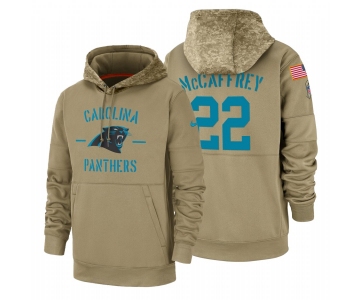 Carolina Panthers #22 Christian Mccaffrey Nike Tan 2019 Salute To Service Name & Number Sideline Therma Pullover Hoodie