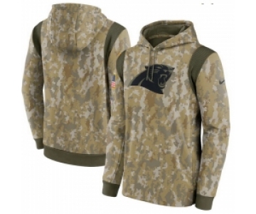 Men Carolina Panthers Nike Camo 2021 Salute To Service Therma Performance Pullover Hoodie