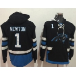 Nike Carolina Panthers #1 Cam Newton Black Blue Name & Number Pullover NFL Hoodie