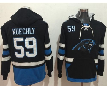 Nike Carolina Panthers #59 Luke Kuechly Black Blue Name & Number Pullover NFL Hoodie