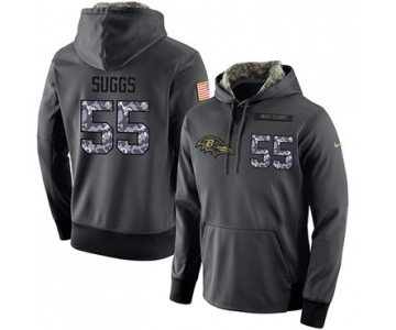 NFL Men's Nike Baltimore Ravens #55 Terrell Suggs Stitched Black Anthracite Salute to Service Player Performance Hoodie