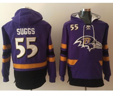 Nike Baltimore Ravens #55 Terrell Suggs Purple Black Name & Number Pullover NFL Hoodie