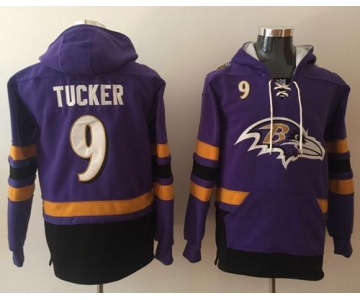 Nike Baltimore Ravens #9 Justin Tucker Purple Black Name & Number Pullover NFL Hoodie