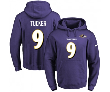 Nike Ravens #9 Justin Tucker Purple Name & Number Pullover NFL Hoodie