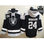 Men's Las Vegas Raiders #24 Charles Woodson NEW Black 2020 Inaugural Season Pocket Stitched NFL Pullover Hoodie