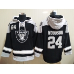 Men's Las Vegas Raiders 24 Charles Woodson NEW Black Pocket Stitched NFL Pullover Hoodie