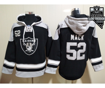 Men's Las Vegas Raiders #52 Khalil Mack NEW Black 2020 Inaugural Season Pocket Stitched NFL Pullover Hoodie