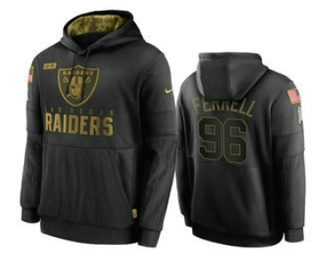 Men's Las Vegas Raiders #96 Clelin Ferrell Black 2020 Salute To Service Sideline Performance Pullover Hoodie