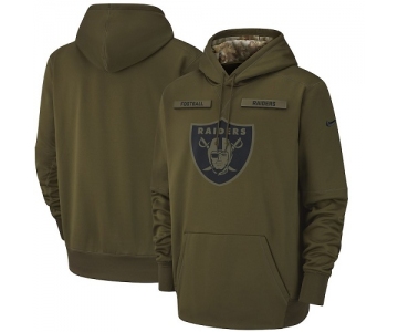 Men's Oakland Raiders Nike Olive Salute to Service Sideline Therma Performance Pullover Hoodie