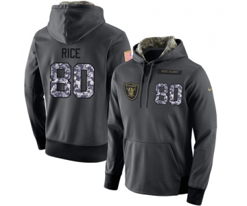 NFL Men's Nike Oakland Raiders #80 Jerry Rice Stitched Black Anthracite Salute to Service Player Performance Hoodie