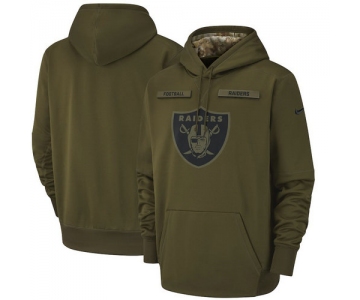 Oakland Raiders Nike Salute to Service Sideline Therma Performance Pullover Hoodie - Olive