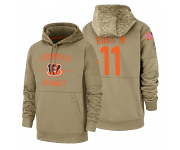 Cincinnati Bengals #11 John Ross III Nike Tan 2019 Salute To Service Name & Number Sideline Therma Pullover Hoodie