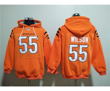 Men's Cincinnati Bengals #55 Logan Wilson Orange Pullover Hoodie