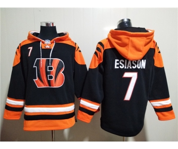 Men's Cincinnati Bengals #7 Boomer Esiason Orange Black Ageless Must-Have Lace-Up Pullover Hoodie