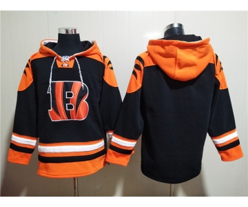 Men's Cincinnati Bengals Blank Orange Black Ageless Must-Have Lace-Up Pullover Hoodie