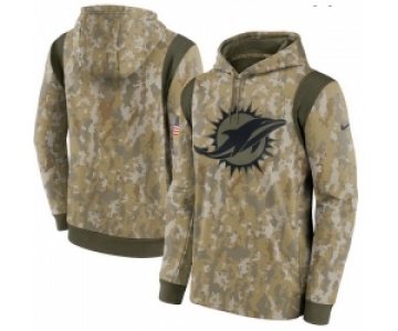 Men Miami Dolphins Nike Camo 2021 Salute To Service Therma Performance Pullover Hoodie